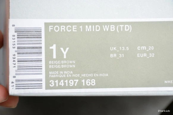 Force 1 Beige Brown x Scott Kids Nike Air Travis 07 Mid 314197-168 0926